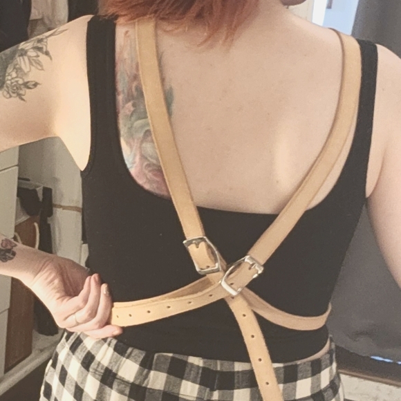 Fashion harness Handmade natural color leather Size 38" chest - Picture 12 of 13